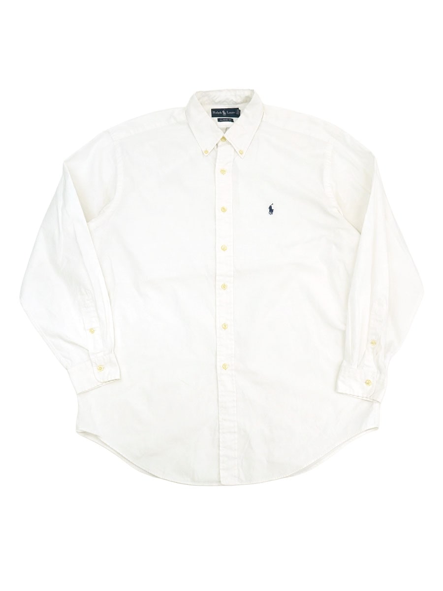 Ralph Lauren CLASSIC FIT 100%コットン ロングスリーブ B.D.シャツ ホワイト 表記(16 1/2)