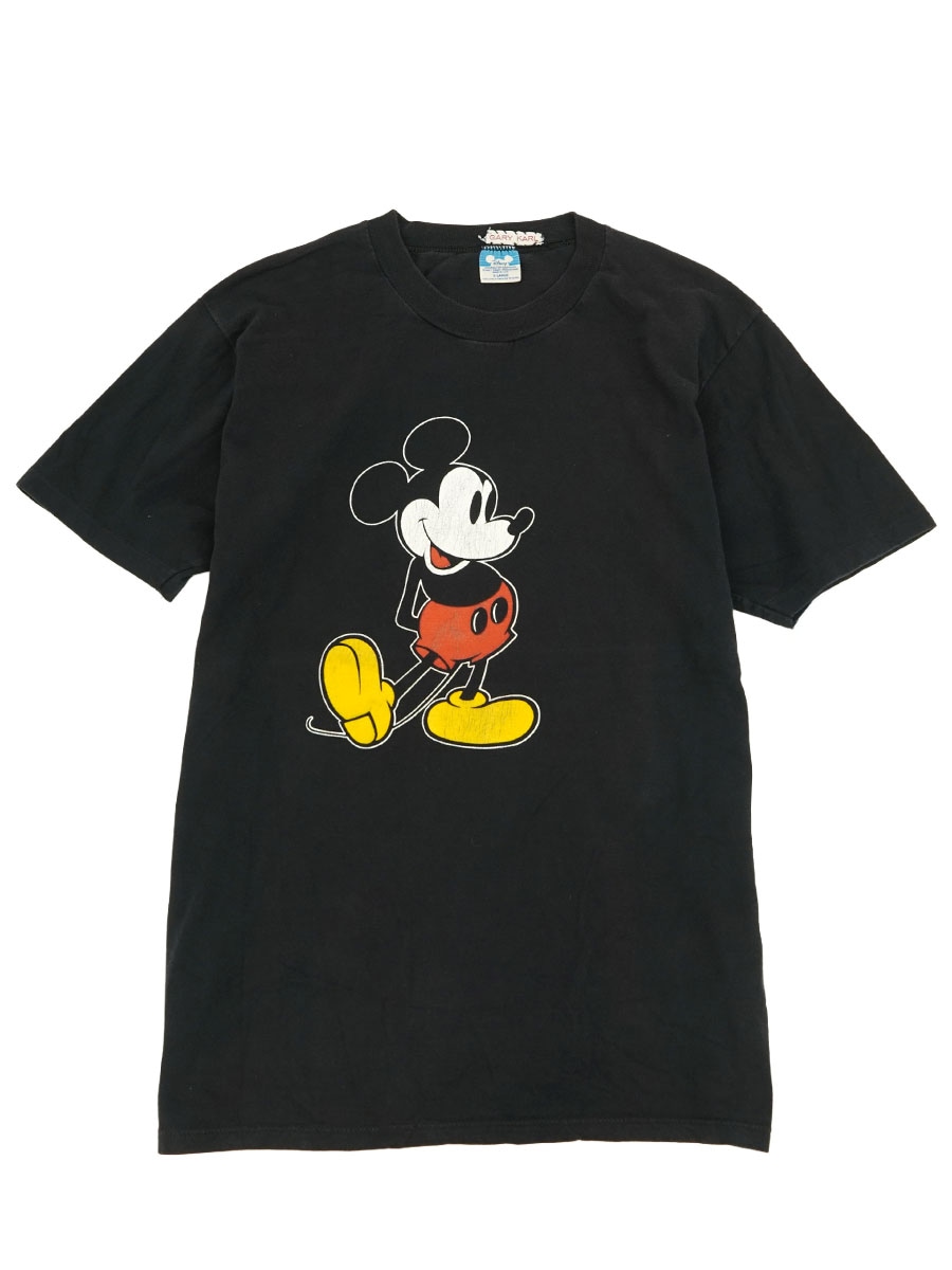 80's Disney ミッキーマウス Tシャツ ブラック！ 表記(XL) USA製