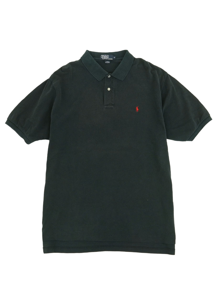 ラルフローレン 100％コットン S/S ポロシャツ ブラック 表記(XL)