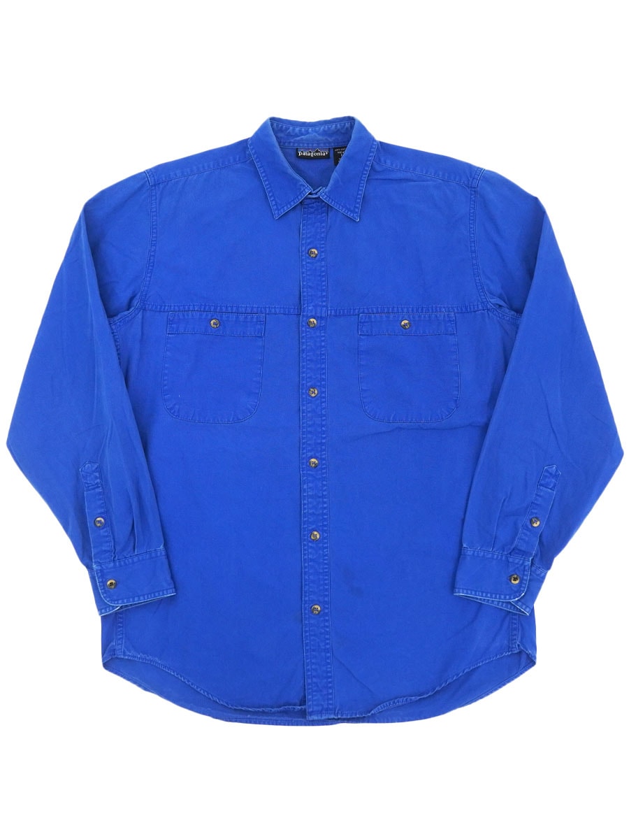 90's パタゴニア 100％コットン ロングスリーブシャツ ブルー 表記(M)