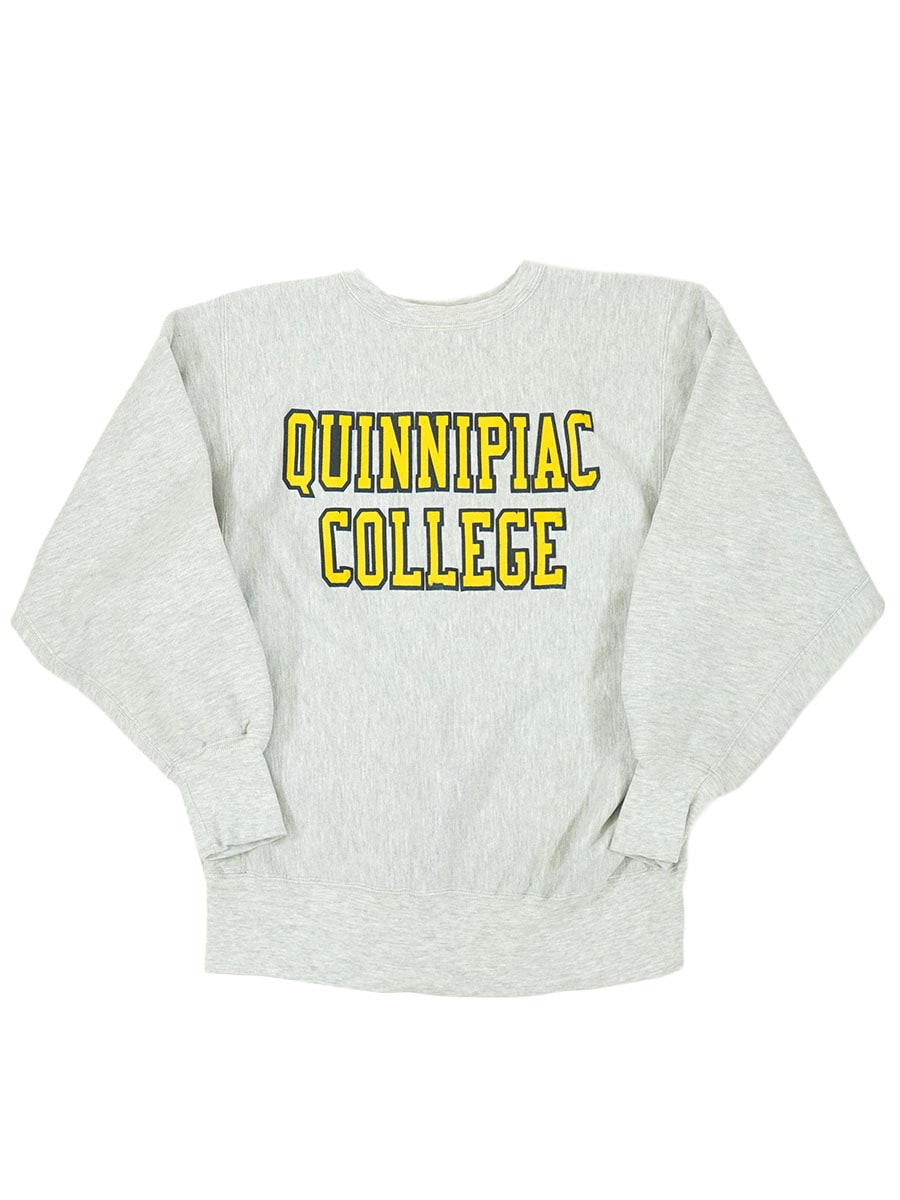 90's 刺繍タグ チャンピオン RWクルー ''QUINNIPIAC COLLEGE'' 表記(L