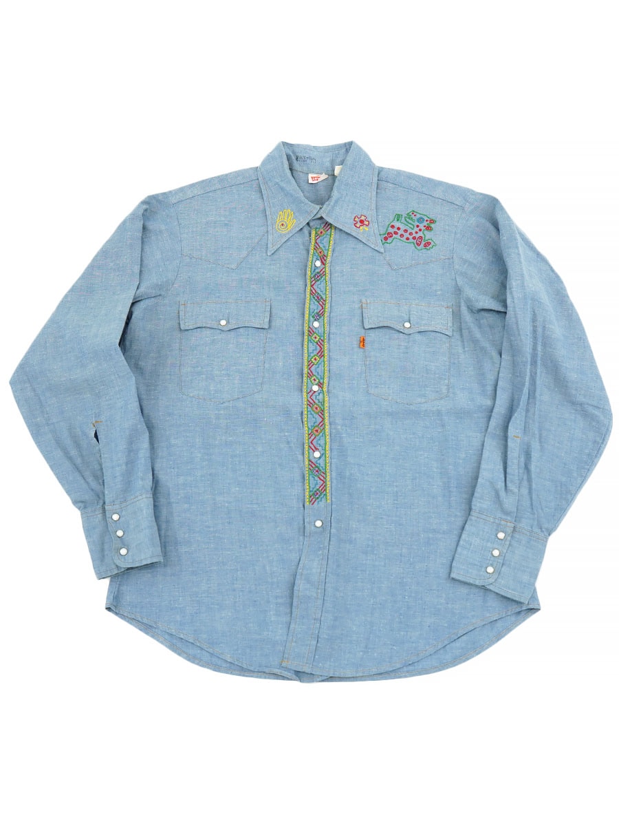 70's Levi's 60649 刺繍ワーク シャンブレーシャツ 表記(L) | NEW ITEM