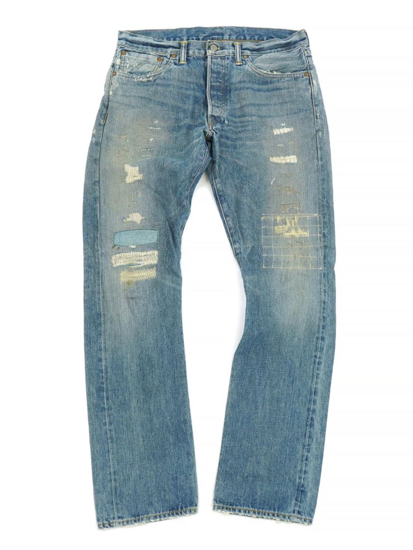 デニムクラッシュ裏毛 RRL 5ポケット クラッシュ デニムパンツ 表記(33x32) USA製 | すべての