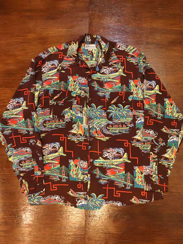 1950s L/S HAWAIIAN SHIRT , Size M