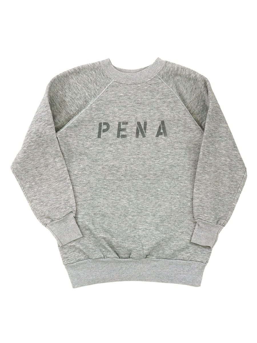 80's ''PENA'' ステンシル両面プリント ラグランスリーブ クルーネック