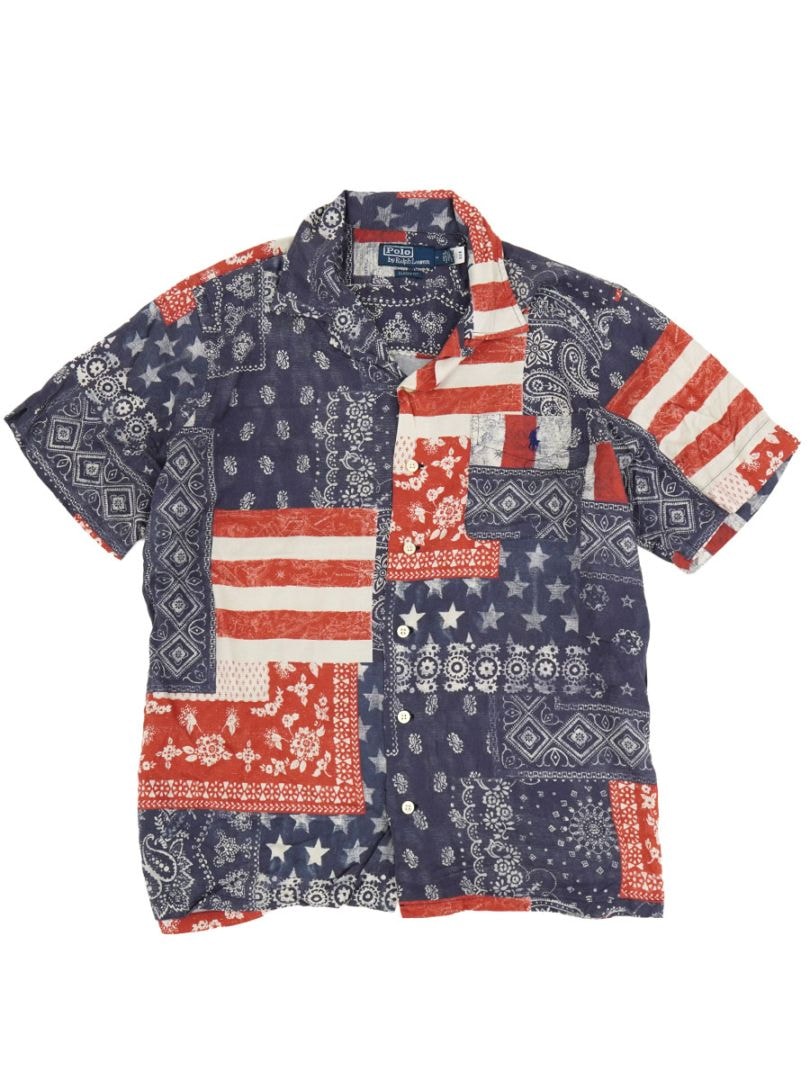POLO RALPH LAUREN バンダナ柄シャツ S ラルフローレン CLASSIC FIT バンダナ柄 ループカラー レーヨン S/S