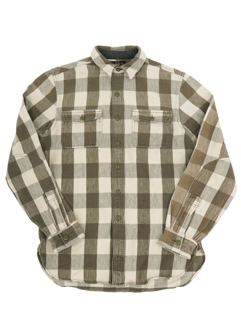 RRL 100％コットン チンスト付き ブロックチェック柄シャツ 表記(S