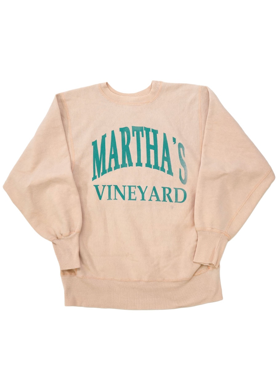 90's 刺繍タグ チャンピオン RWクルー ''MARTHA'S VINEYARD'' サーモンピンク！ 表記(L) USA製
