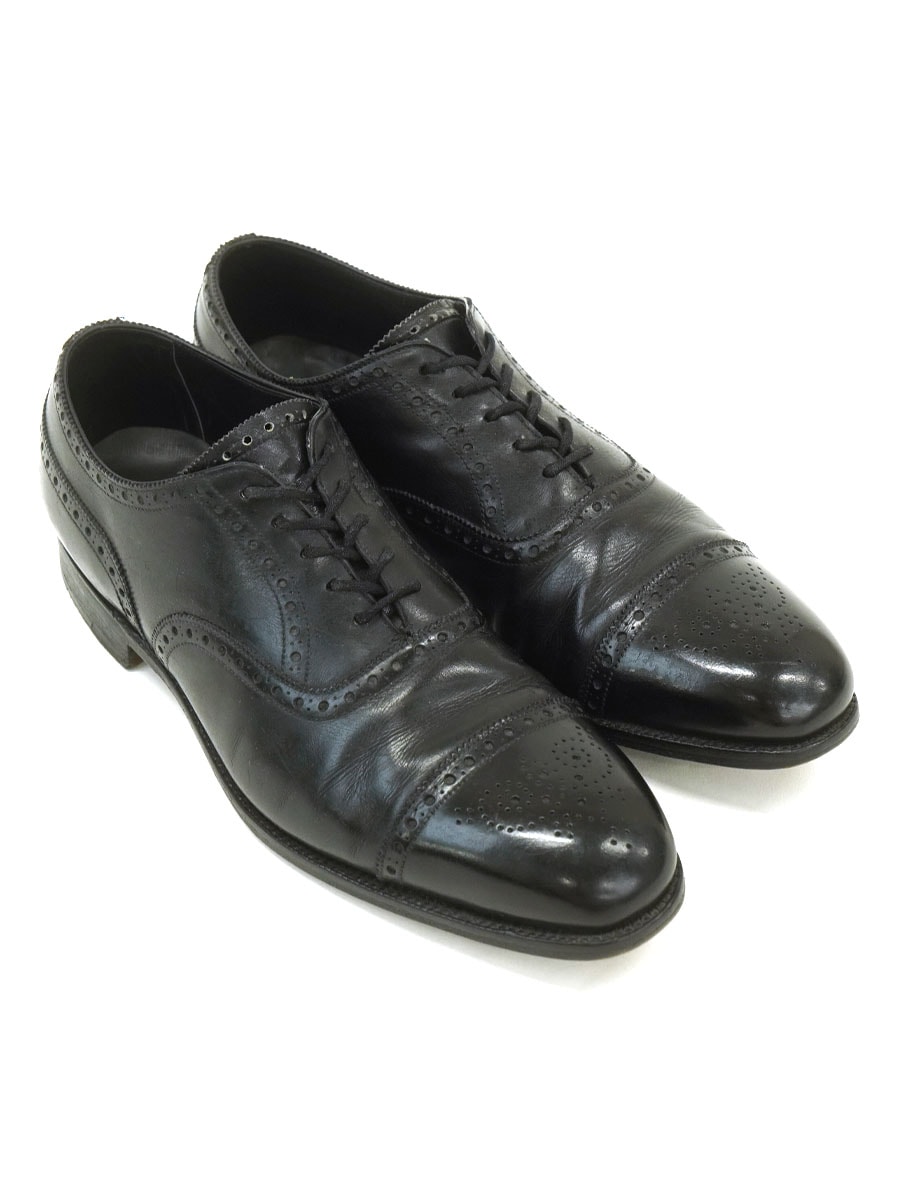 ENGLAND製 COLE・HAAN EDWARD GREEN セミブローグ レザーシューズ ブラック 実寸(10 1/2 位)