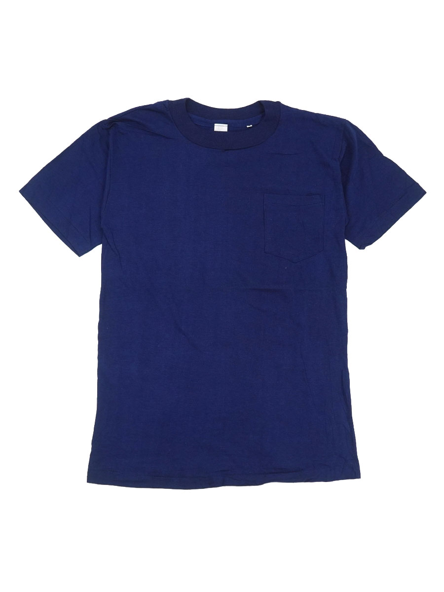 80's GESIM CORP 無地 ポケットTシャツ ネイビー 表記(L) フランス製 NOS