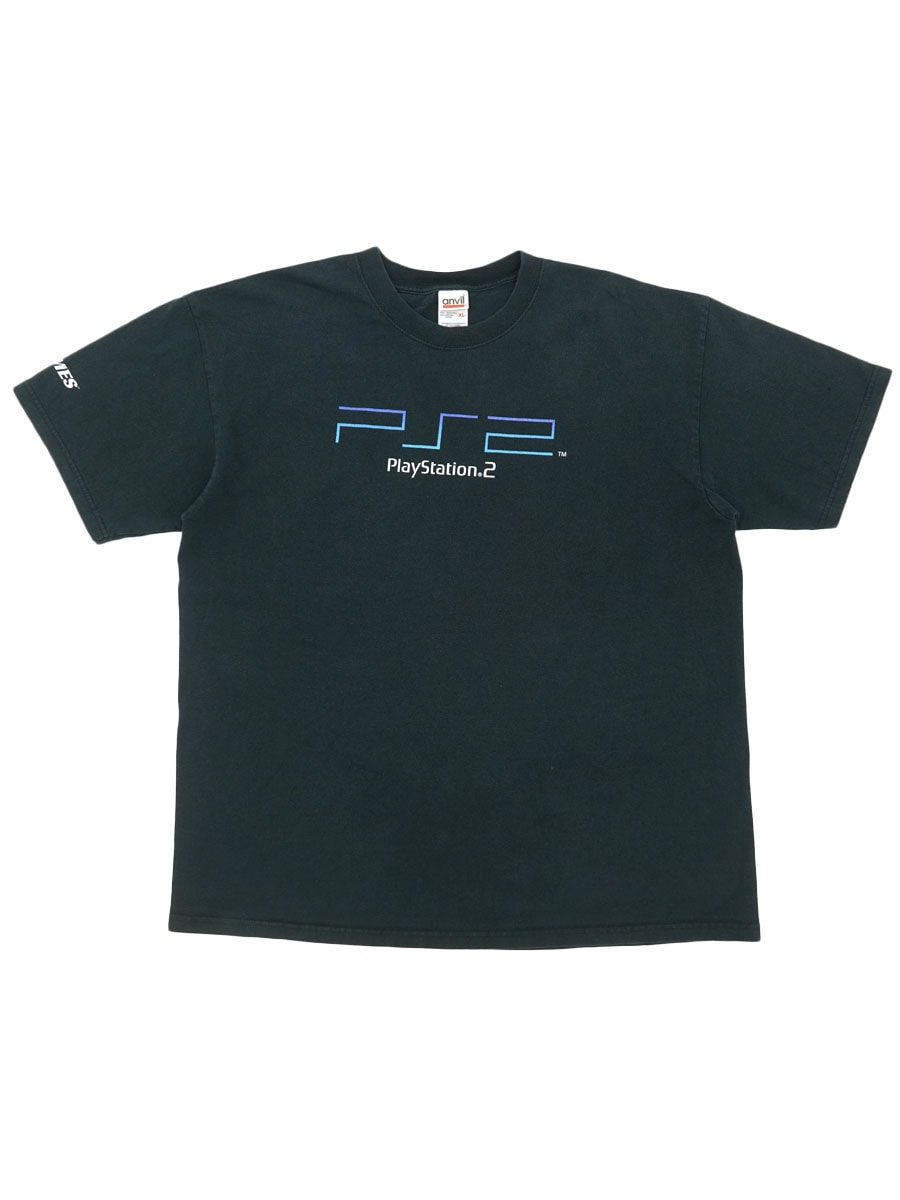 00's anvil ''PlayStation 2'' 袖プリント入り Tシャツ ブラック 表記(XL)
