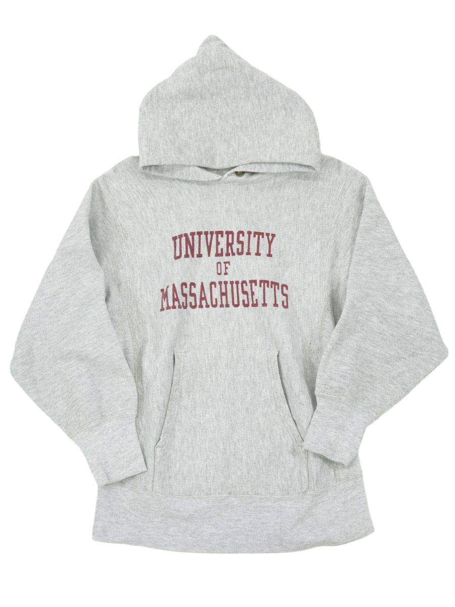 80's プリントタグ チャンピオン RWパーカ ''UNIVERSITY OF MASSACHUSETTS'' 染み込み3段プリント 表記(S)