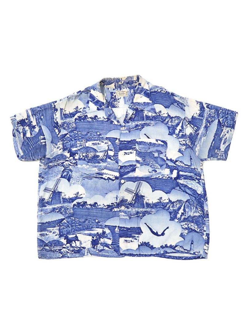 50's Manhattan ピクチャー柄 S/S レーヨンハワイアンシャツ 表記(17