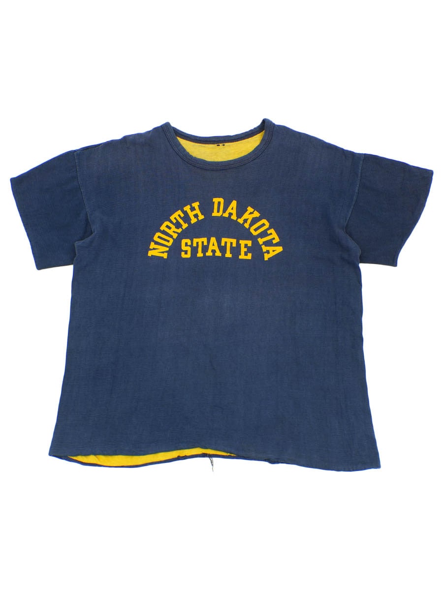 70's～ ''NORTH DAKOTA STATE'' リバーシブルTシャツ ネイビー