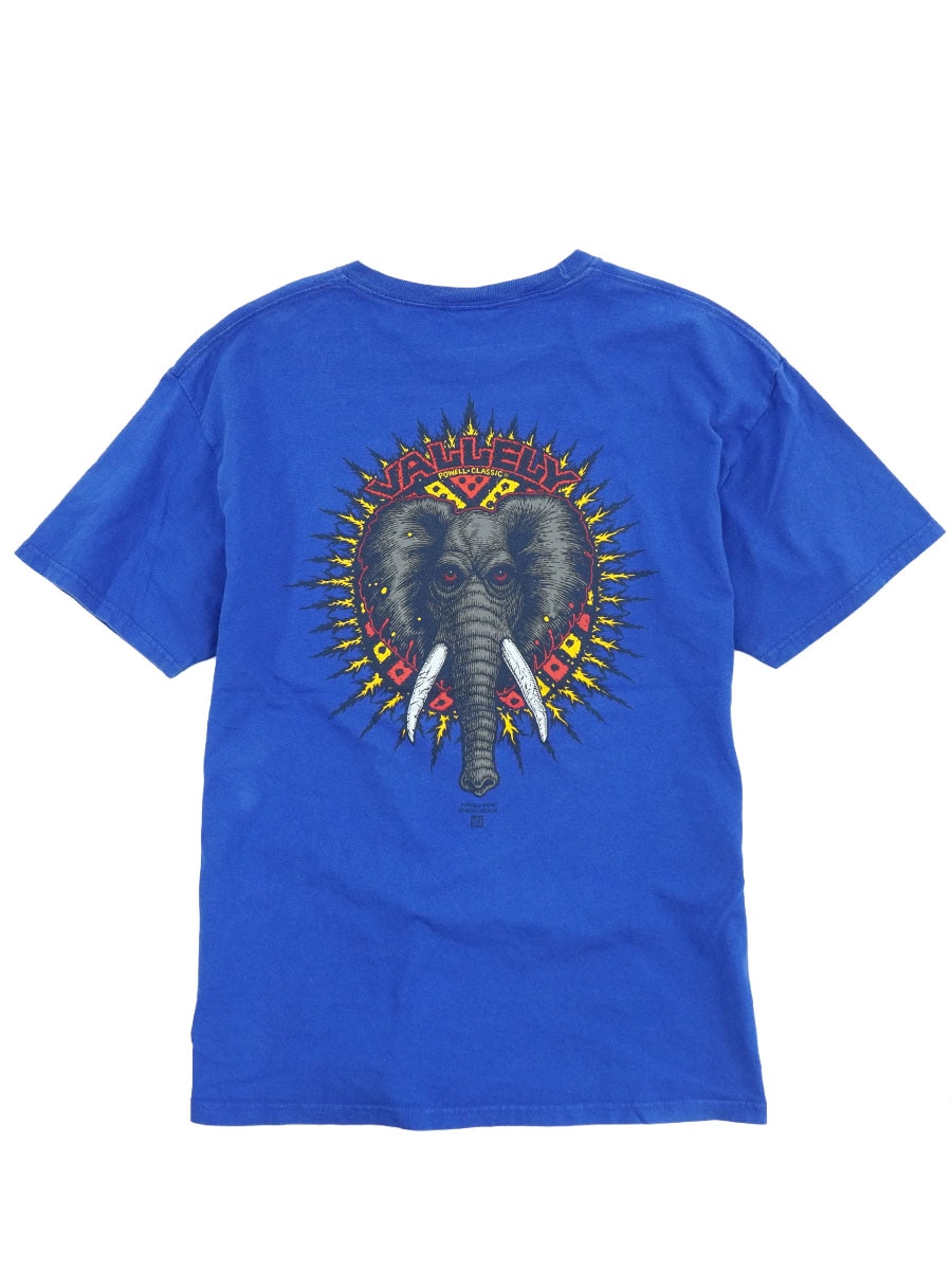 00's POWELL Classic ''Mike VALLELY'' 両面プリント Tシャツ ブルー 表記(L) 