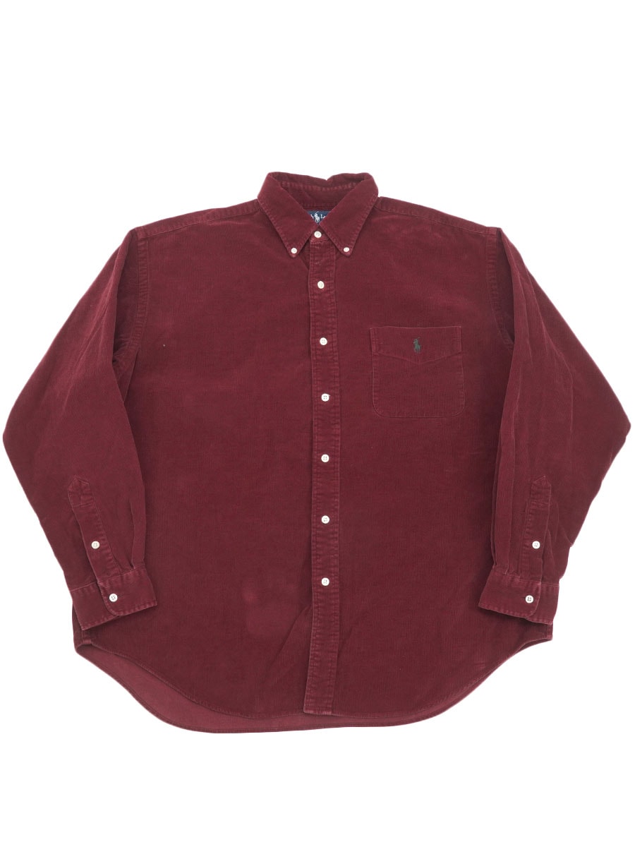 ラルフローレン BIG SHIRT コーデュロイ ボタンダウンシャツ バーガンディ 表記(L) 