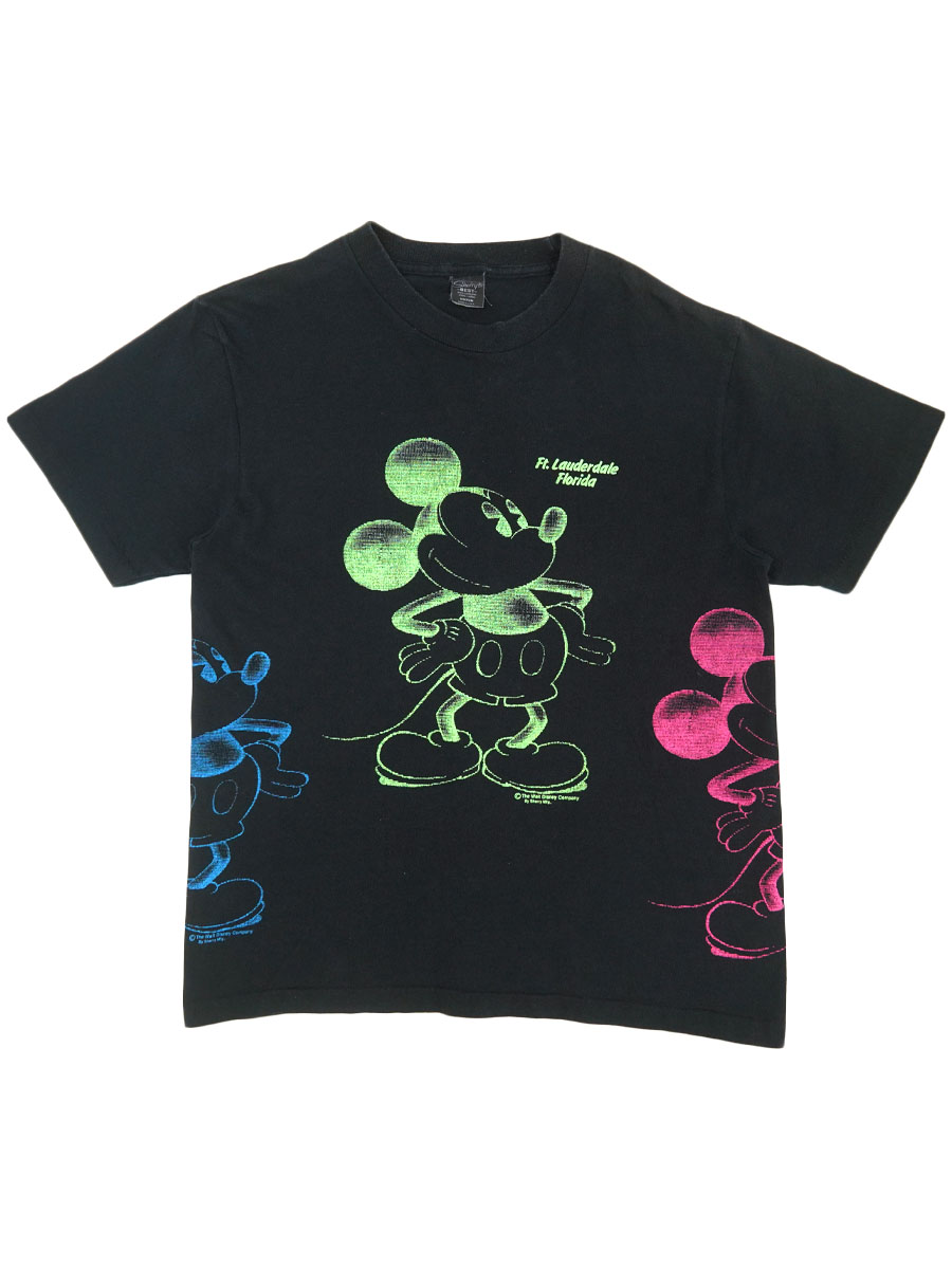 80's～ Sherry's BEST ''Florida'' ミッキーマウス マルチプリントTシャツ ブラック 表記(M) USA製