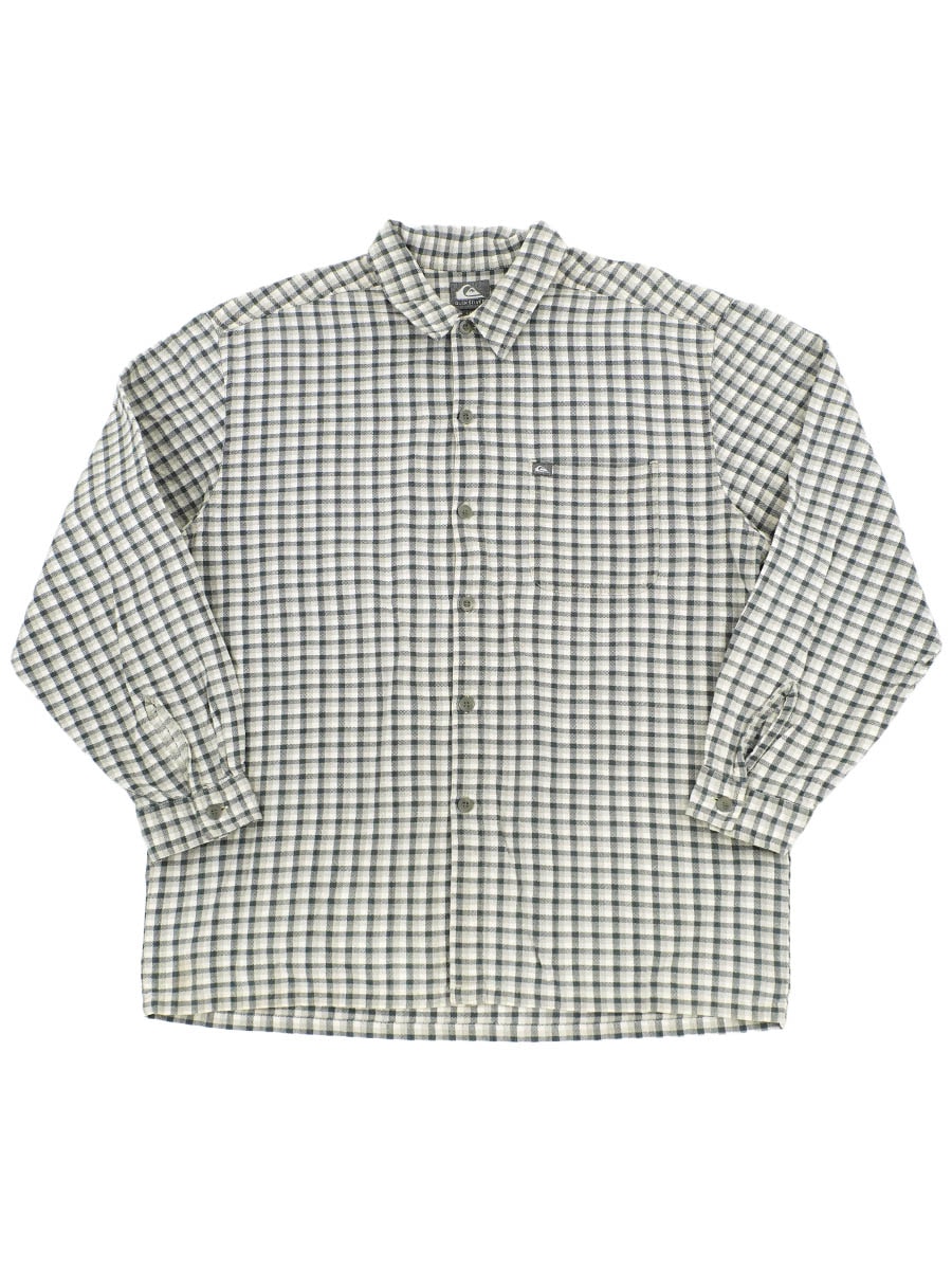 90's QUIKSILVER インディアンコットン チェック柄 ロングスリーブシャツ 表記(L)