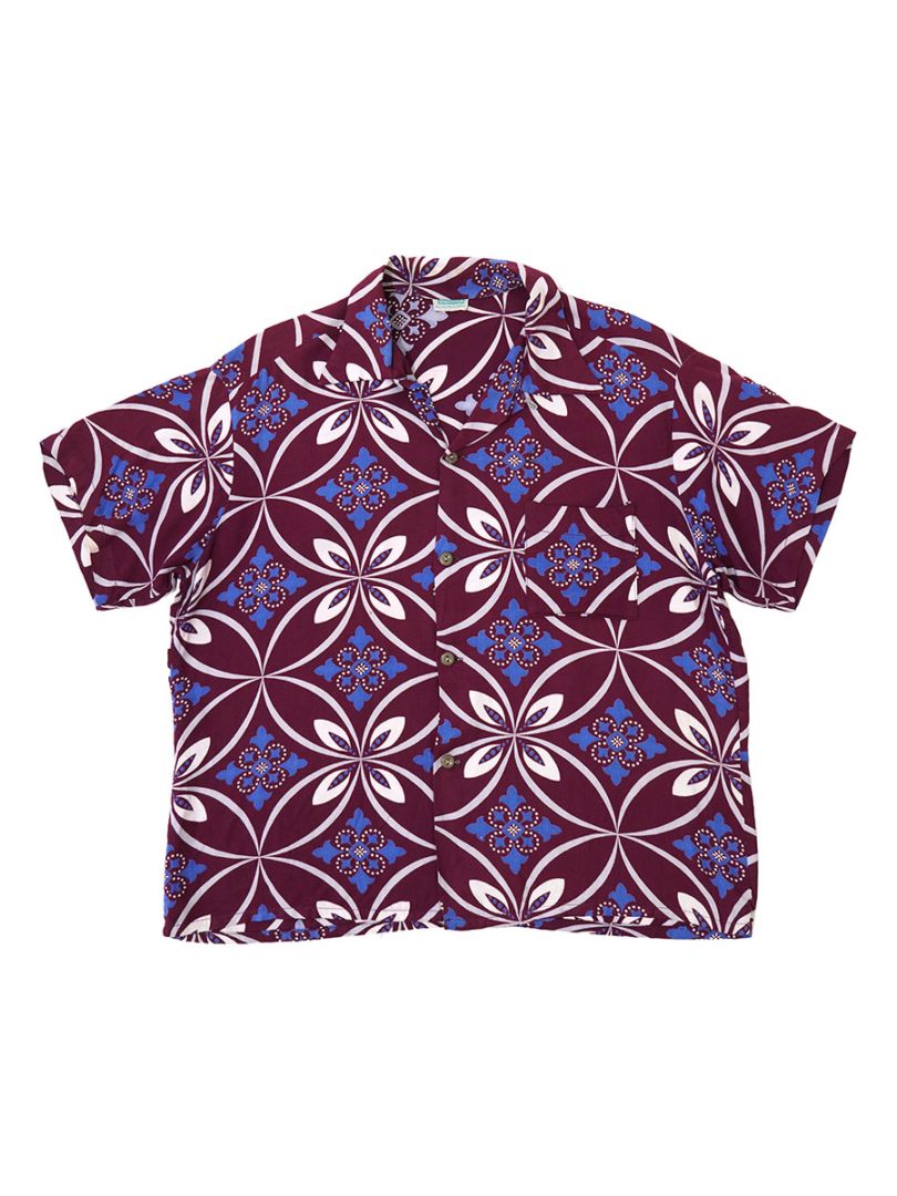 50's SPORTSWEAR BUTTHICK MFG. CO. ループカラー レーヨンハワイアンシャツ エンジ 実寸(M位)