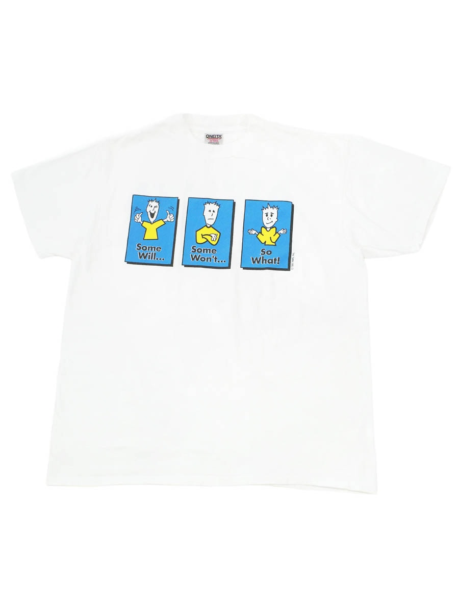 90's ONEITA ''Some Will... Some Won't... So What!'' 両面プリントTシャツ 表記(XL)