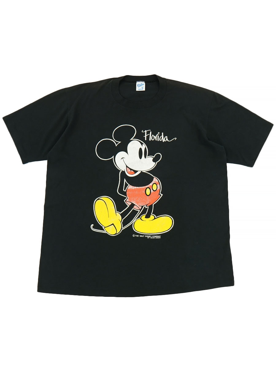 90's Velva Sheen ミッキーマウス ''Florida'' 黒ボディ Tシャツ 表記(XL) USA製