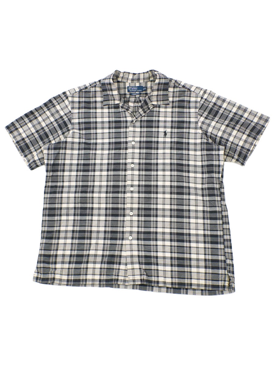 ラルフローレン CLASSIC FIT ループカラー 100%コットン チェック柄 半袖シャツ 表記(XL)