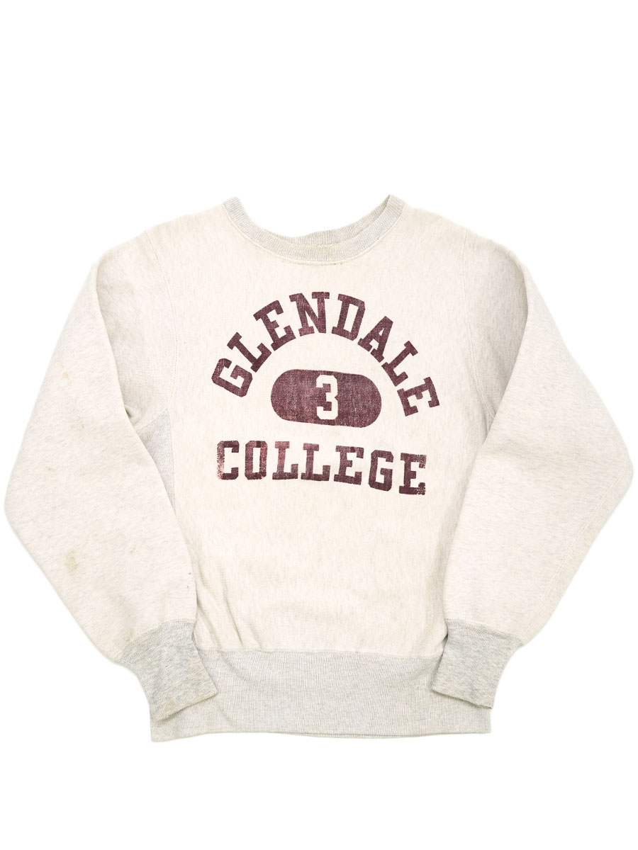 60's チャンピオンRW ''GLENDALE COLLEGE'' 3段プリント オートミール 実寸(M位)