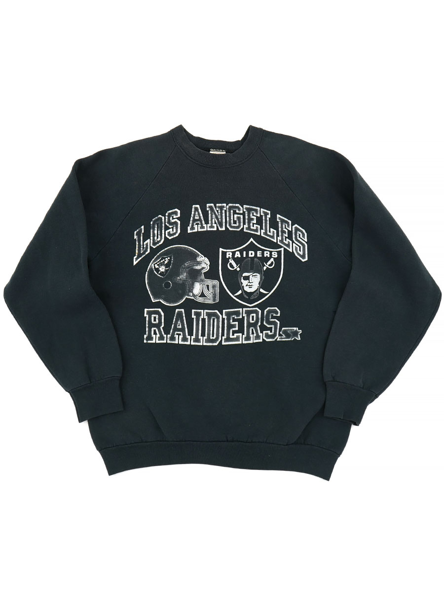 80's～ FRUIT OF THE LOOM ''RAIDERS'' 黒ボディ スウェット 表記(L