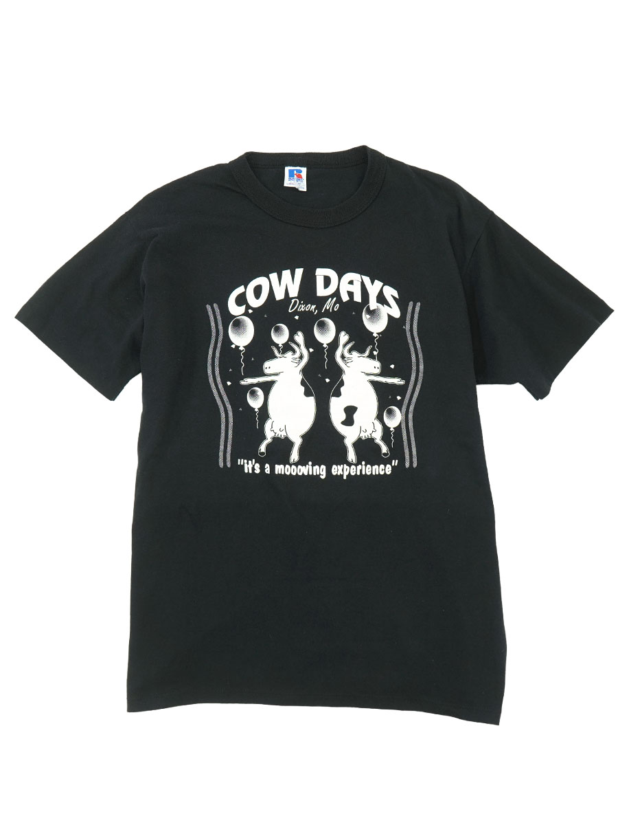 80's～ RUSSELL ATHLETIC ''COW DAYS'' Tシャツ ブラック 表記(L) USA製