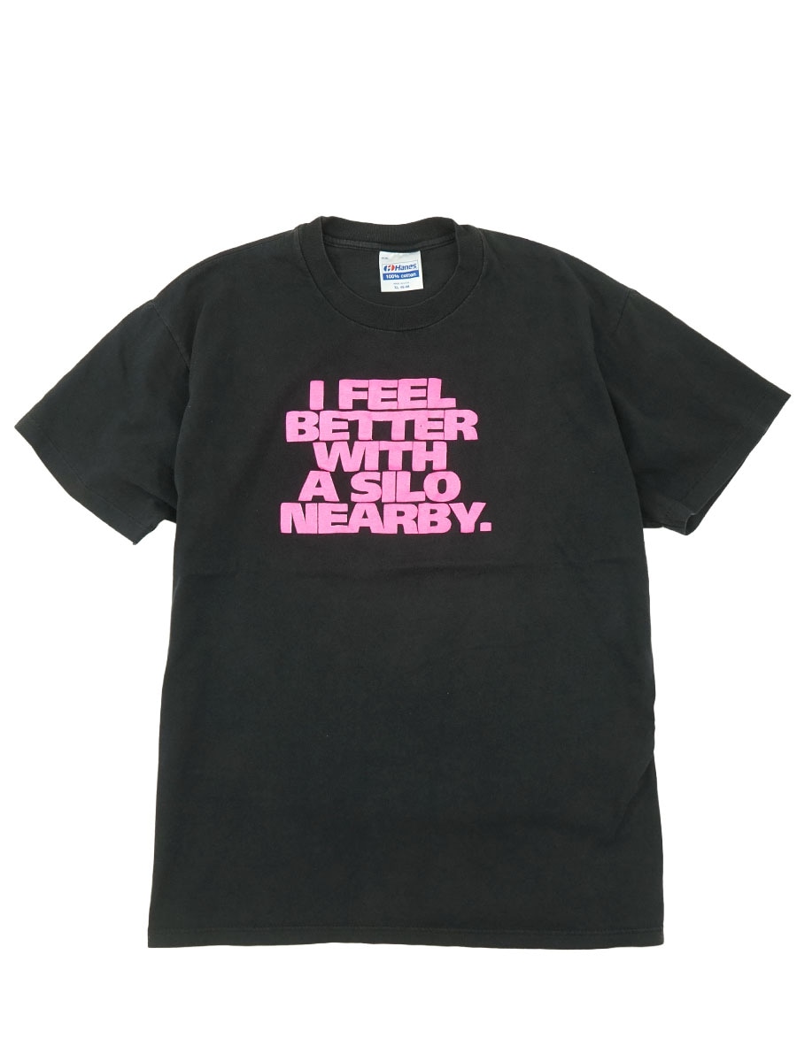 80's～ Hanes ''I FEEL BETTER WITH A SILO NEARBY.'' Tシャツ ブラック 表記(XL) USA製
