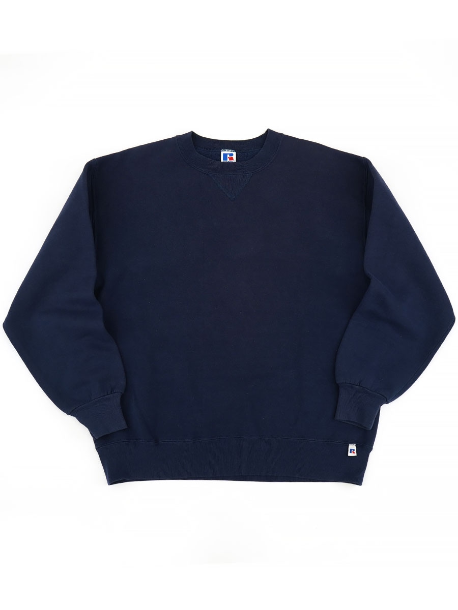 ゆ*け様 90s usa製 RUSSELL ATHLETIC 前V スウェット 90's RUSSELL ATHLETIC 前V 無地スウェット ネイビー 表記(XL) USA製