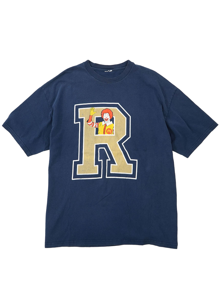 90's～ ''ドナルド・マクドナルド'' 企業プリントTシャツ ネイビー 実寸(XL位)