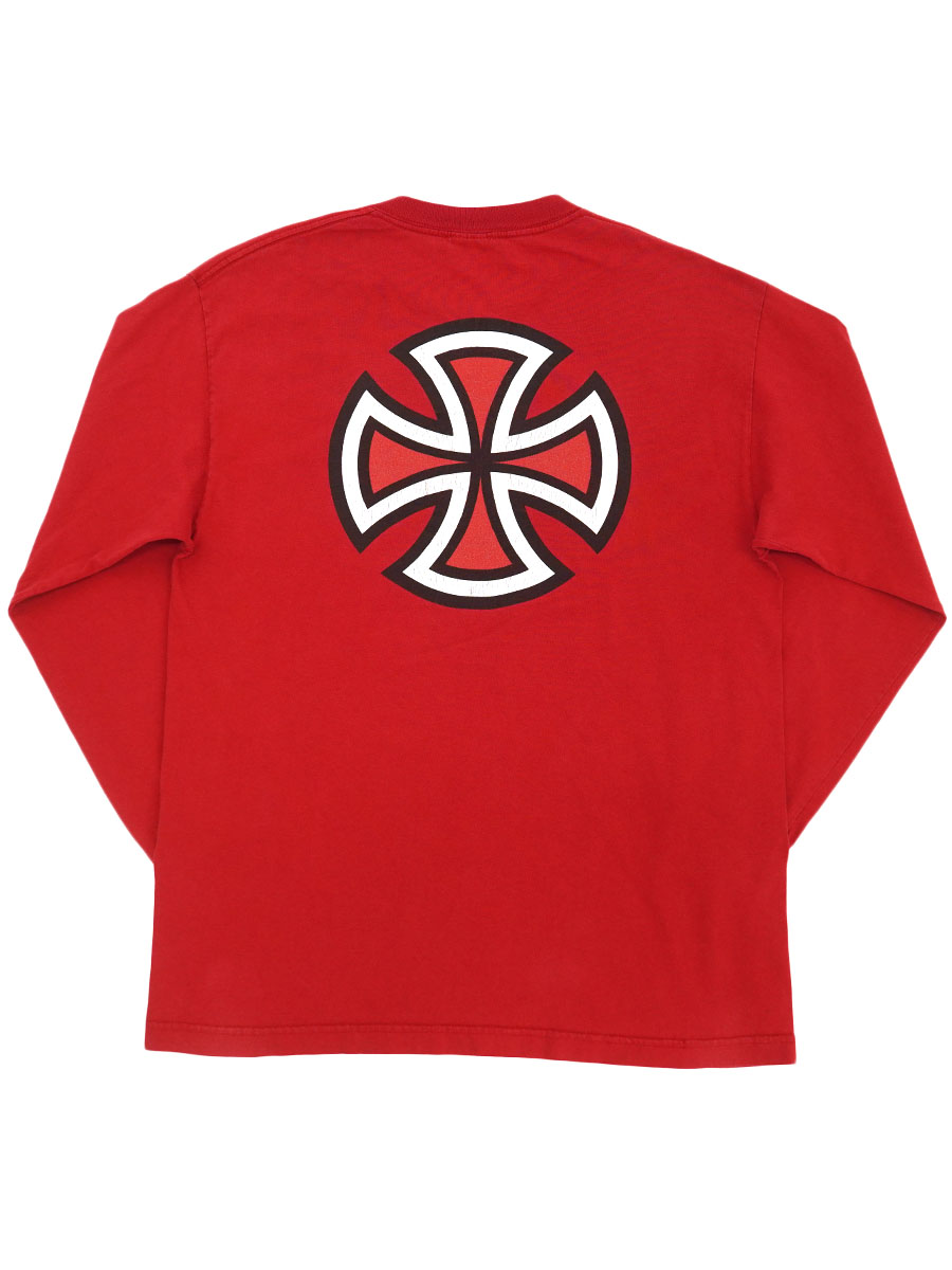 00's INDEPENDENT TRUCK COMPANY 両袖プリント ロングスリーブTシャツ レッド 実寸(L位) 