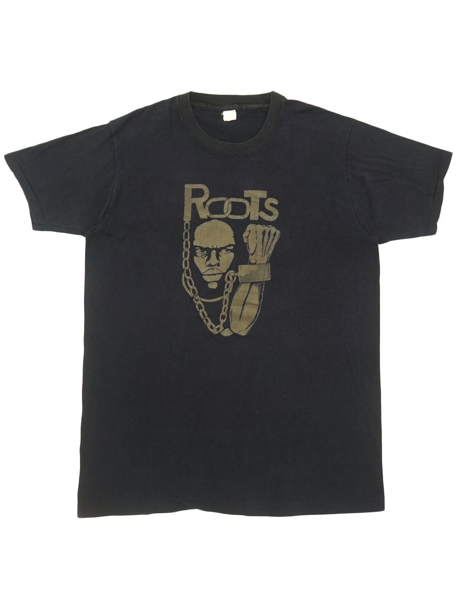 70's～ ''ROOTS'' Tシャツ ブラック 実寸(M位)