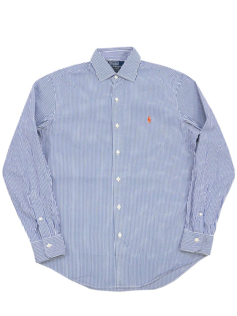 RALPH LAUREN 100%コットン ストライプ L/S B.D.シャツ 表記(M)