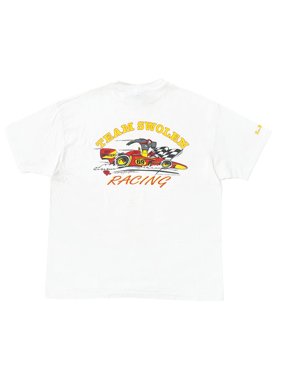 90's Hanes ''TEAM SWOLEN RACING'' 袖プリントTシャツ ホワイト 表記(XL) USA製