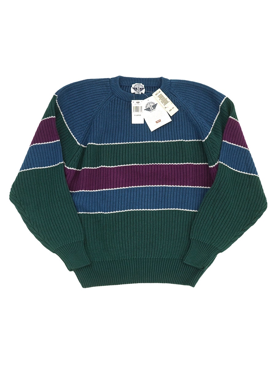 90's DOCKERS ボーダー柄 ラグランスリーブ コットンセーター 表記(XL) NOS