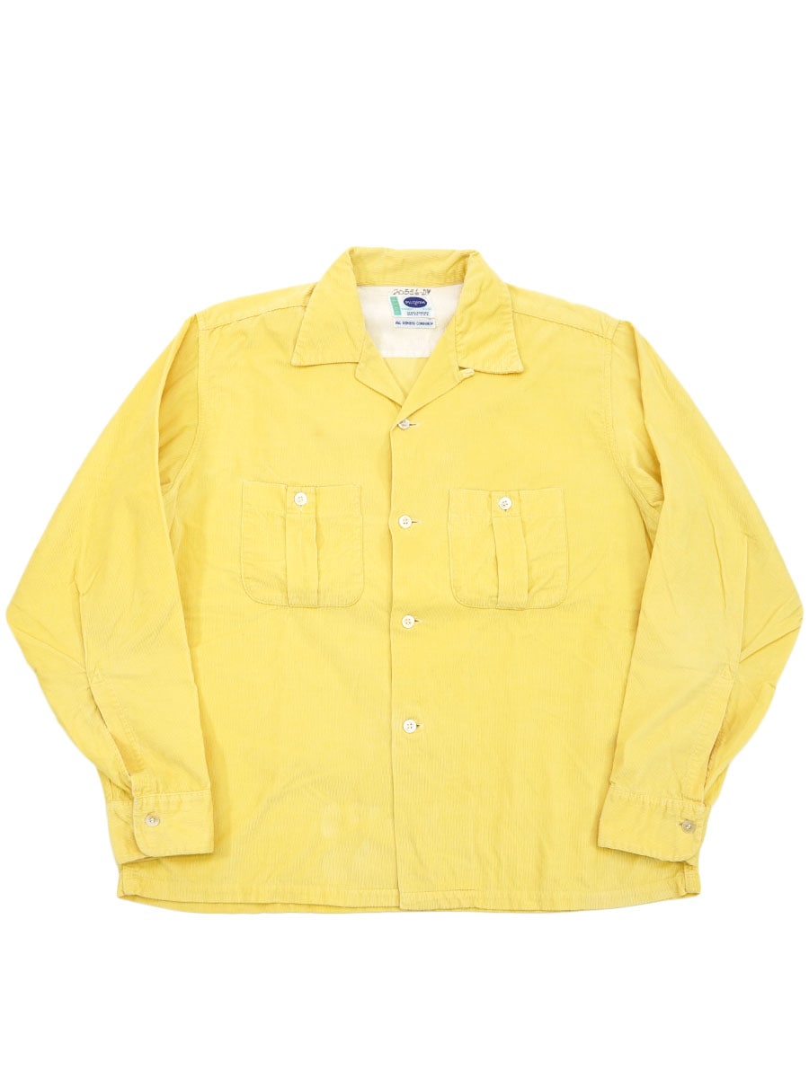 50's～ PILGRIM コーデュロイ ループカラーシャツ イエロー 表記(L)
