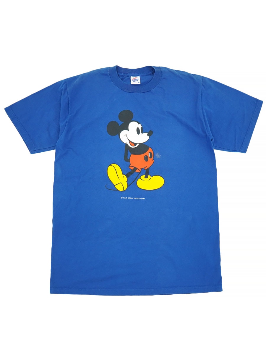 90's JERZEES ミッキーマウス Tシャツ 青ボディ 表記(L) USA製