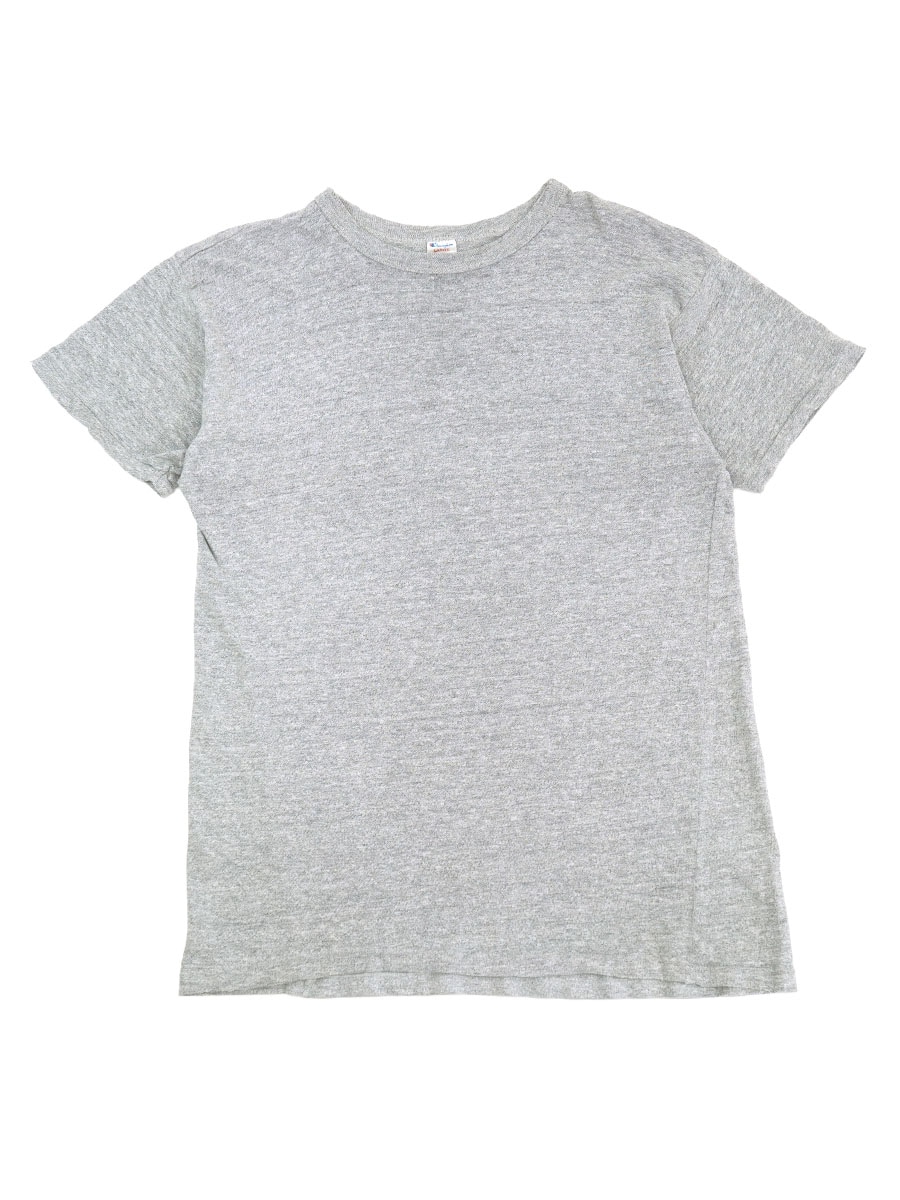 80's トリコタグ チャンピオン 無地 Tシャツ グレー 目無し 表記(L) USA製