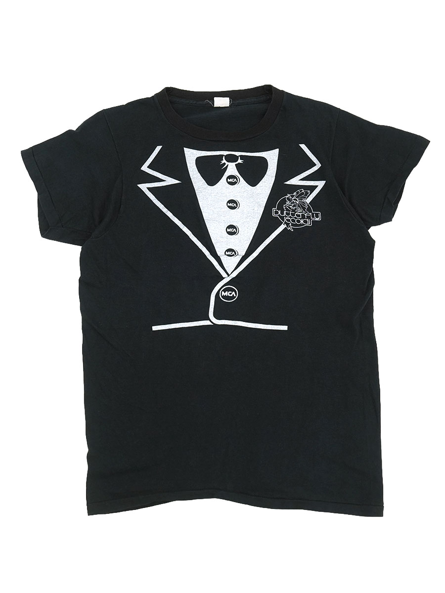 70's ''butterfly records'' 両面プリント Tシャツ ブラック 表記(L) USA製