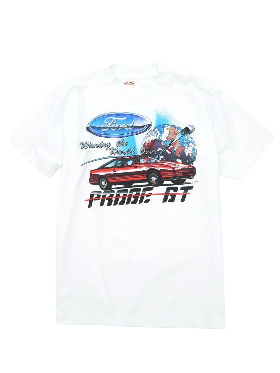 80's～ Alore ''FORD'' プリントTシャツ ホワイト 表記(L) USA製