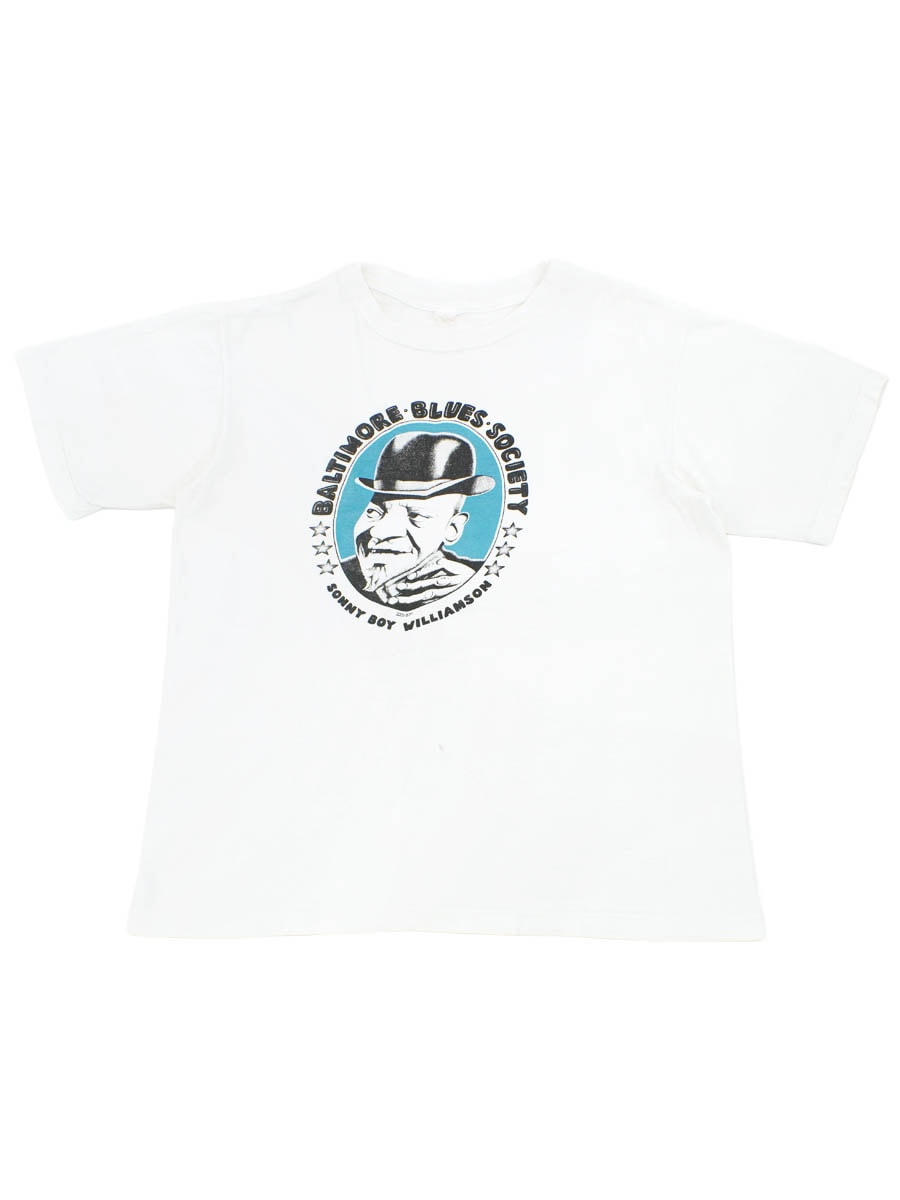 80's～ サニー・ボーイ・ウィリアムソンII ''BALTIMORE BLUES SOCIETY'' Tシャツ 実寸(M位)