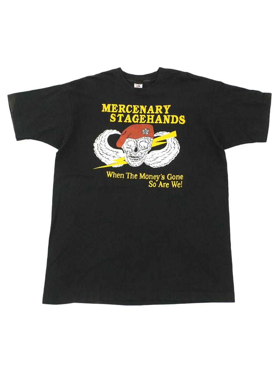 90's FRUIT OF THE LOOM ''MERCENARY STAGEHANDS'' スカルプリントTシャツ 表記(XL) USA製