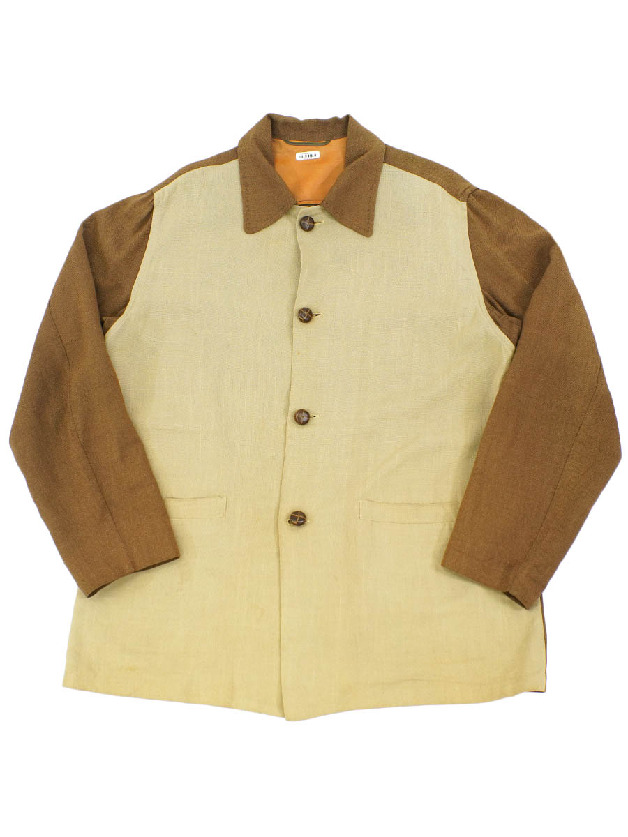 50's～ 2トーン切り替えジャケット ベージュ×ブラウン 実寸(40位)