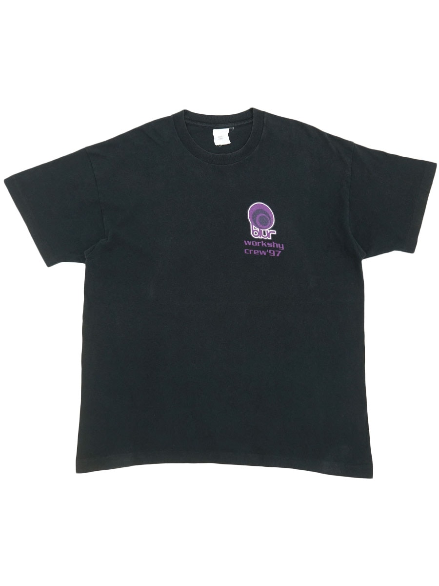 90's SCREEN STAR Blur ''workshy crew '97'' Tシャツ ブラック 実寸(XL位)