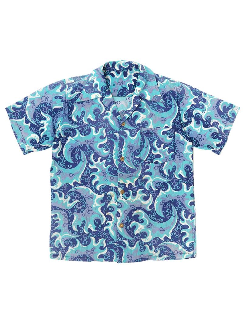 50's オープンカラー 総柄 S/S コットンシャツ 実寸(M位)