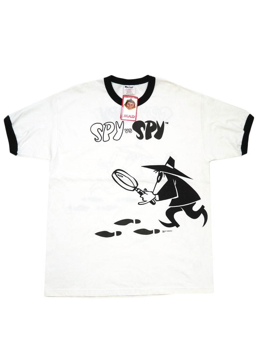 80's Murina ''SPY VS SPY'' 両面プリント リンガーTシャツ 表記(XL) USA製 DEAD