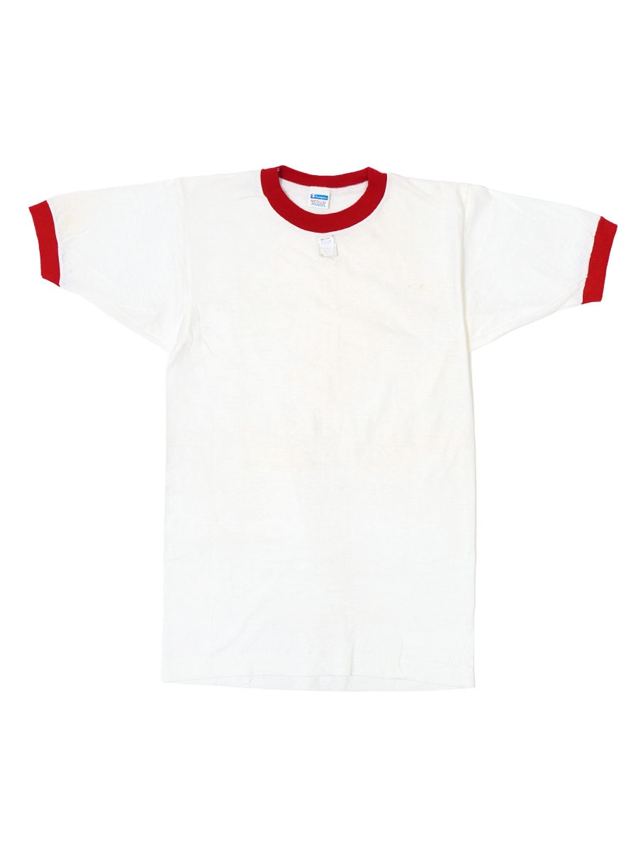 70's チャンピオン 無地 リンガーTシャツ 赤白 表記(M) NOS