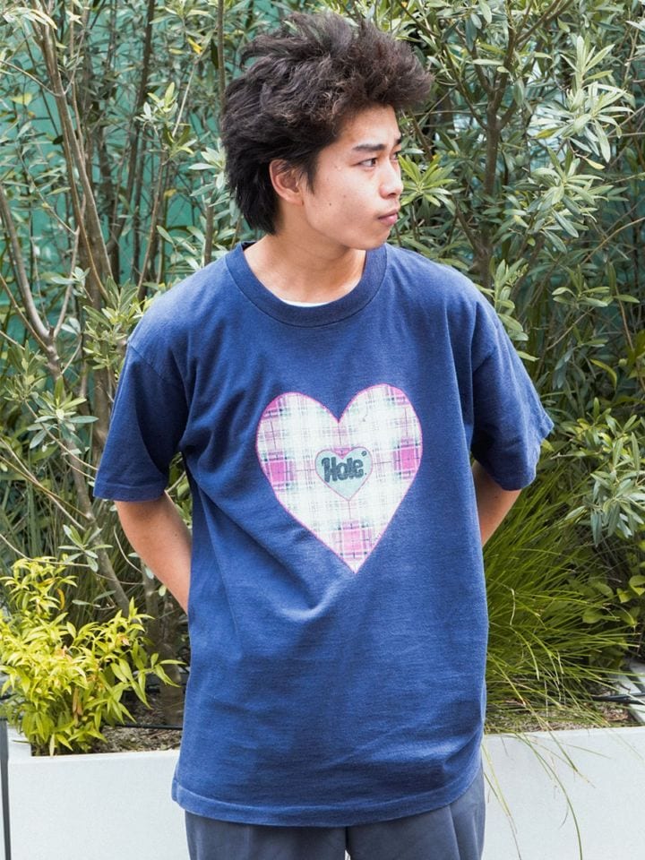 90's FRUIT OF THE LOOM ''Hole'' プリント Tシャツ ネイビー 表記(XL) USA製